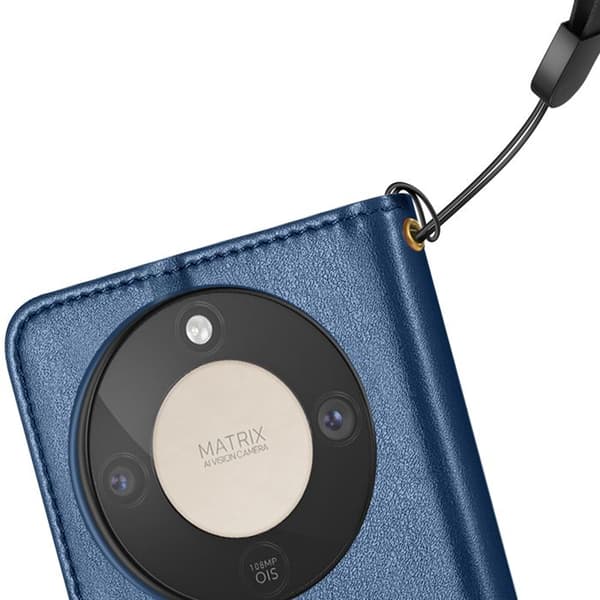 Folio Wallet Cover til Honor Magic 8 Lite med Håndledsrem og Kortholder Mørkeblå Blå