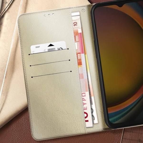 Etui til Samsung Galaxy Xcover 7 Vintage Design Flip Wallet Gold Gul