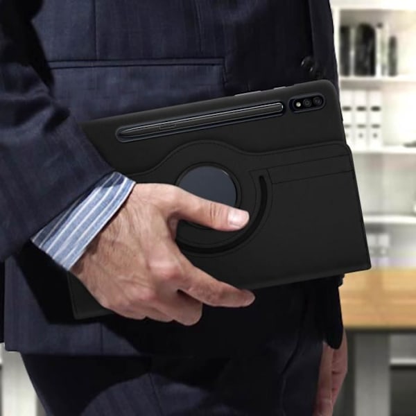 Hylster - Samsung - Tab S7 Plus 12.4/S8 Plus - Rotationsstativ 360° - Sort - Fuld beskyttelse Svart
