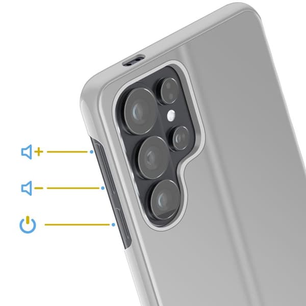 Skyddsfodral för Galaxy S26 Ultra Clear View med Videostöd Silver Grå