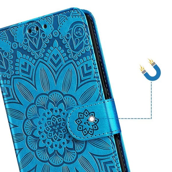 Etui Wallet til Redmi 15C Mandala Mønster med Kortholder Blå Blå