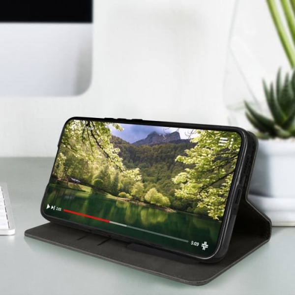 Samsung Galaxy S22 Plus Folio-etui - AVIZAR - Grå - Kortholder i imiteret ruskind - Stiv - Flap grå