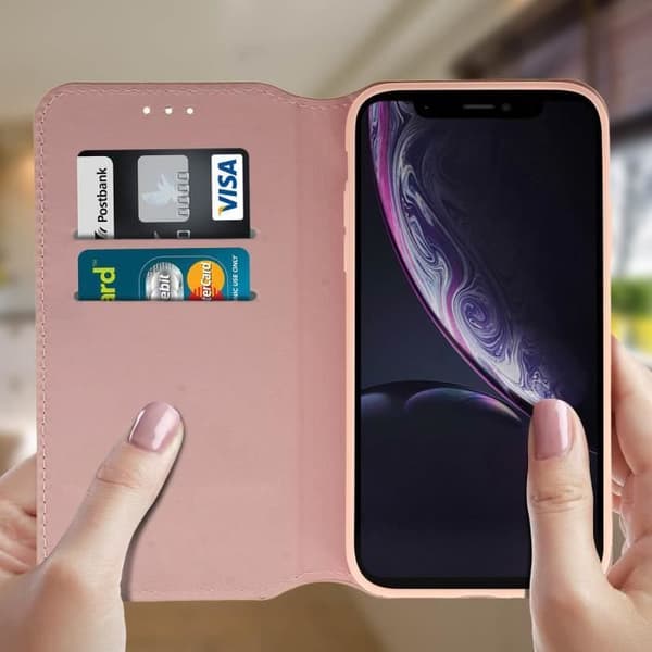 Housse - AVIZAR - iPhone XR - Øko-læder - Rosa - Støttefunktion Rosa