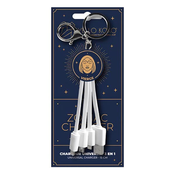 3-in-1 Kaapeli - AVIZAR - YELLO KOKO - Micro-USB/USB-C/Lightning - Avainlenkki - 15 cm