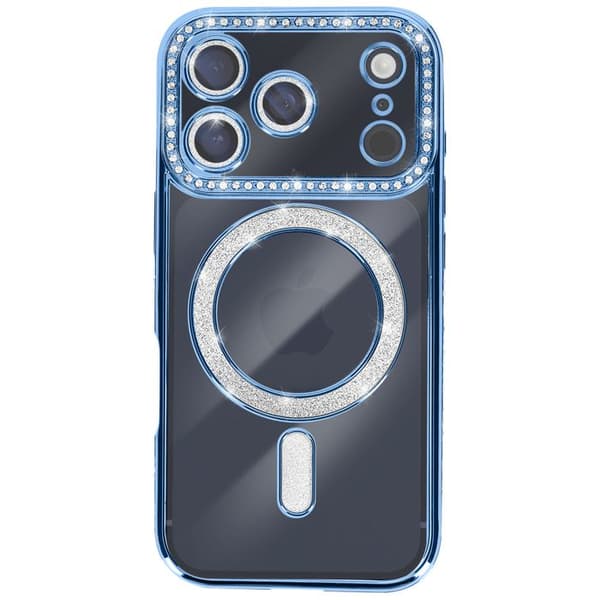 Fodral för iPhone 17 Pro Max - AVIZAR - Diamant MagSafe - Ljusblå - Pyntad - Förstärkt skydd Blå