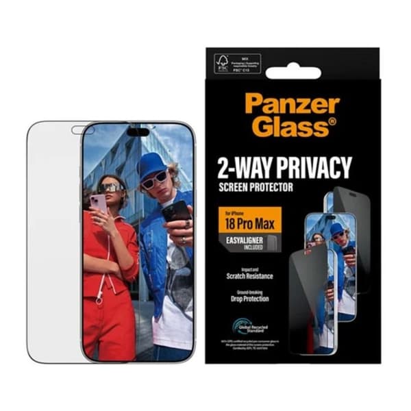 Skærmbeskyttelse til iPhone 18 Pro Max i Anti-Spion Glas Stødabsorberende Panzer Glas Gennemsigtig Vit