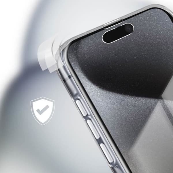 Cover - ADVARSEL - iPhone 15 Pro Max - Hård Bagside - Blød Foran - Fuld Beskyttelse Transparent