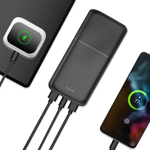 Eksternbatteri 30000 mAh 2x USB-porte og 1x USB-C 18W Kompakt Akashi Sort Svart