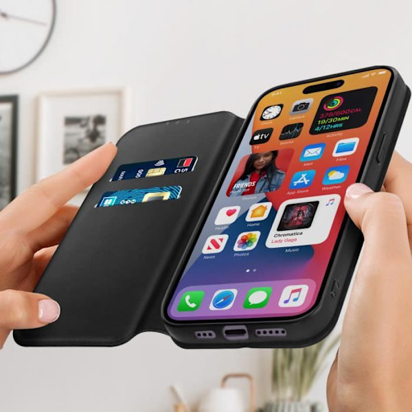 iPhone 14 Pro Max folio cover - AVIZAR - Kortholder klap - Video support funktion - Sort Svart