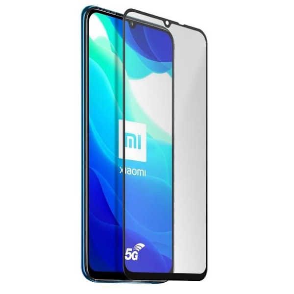 Fil Xiaomi Mi 10 Lite Buet Tempered Glass Akashi Transparent med sort kant Sort Svart
