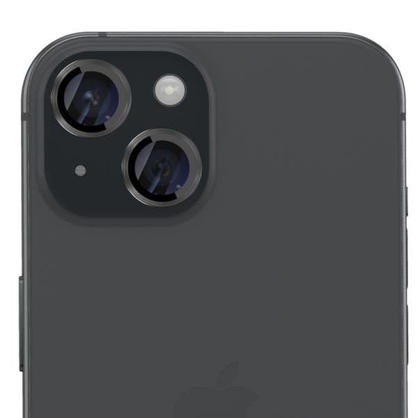 Beskyttelse af kameraobjektiv til iPhone 15 / 15 Plus med Blue Star applikator i sort / transparent Svart / Klar