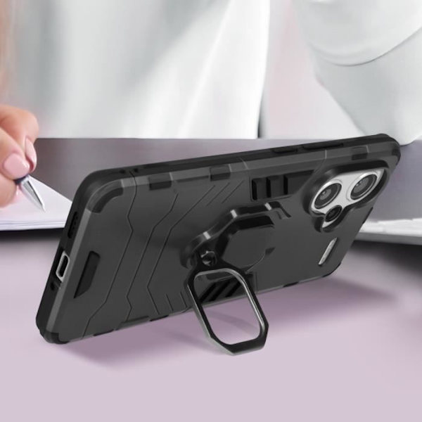 Smartphone-fodral - AVIZAR - Ring Collection - Svart - Rotationsring 360° - Högre kanter Svart
