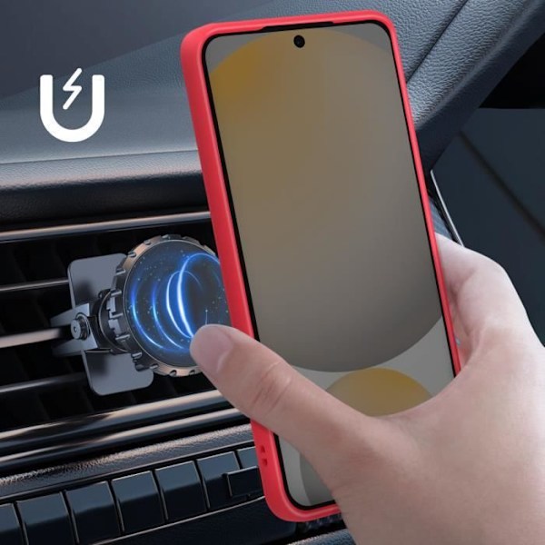 Coque för Samsung Galaxy S24 FE med Metallring Stöd för Video Röd Röd