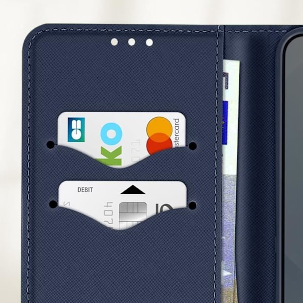 Étui för Samsung Galaxy S25 Plånbok Läder Saffiano Fancy Blå / Röd Röd