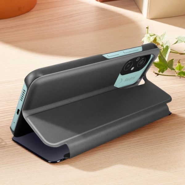 Clear View Case til Xiaomi Redmi 12C - AVIZAR - Sort - Spejlklap Video Support Svart