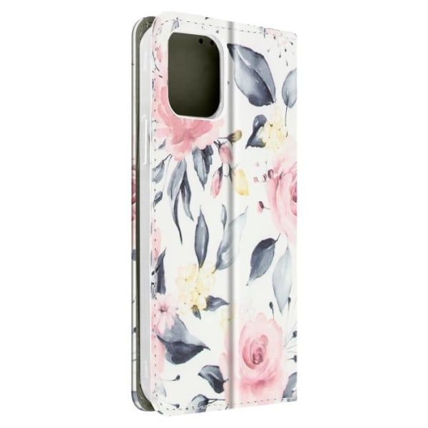 iPhone 12 / 12 Pro Fodral Stativ Korthållare Tropical Flowers - Vit Vit