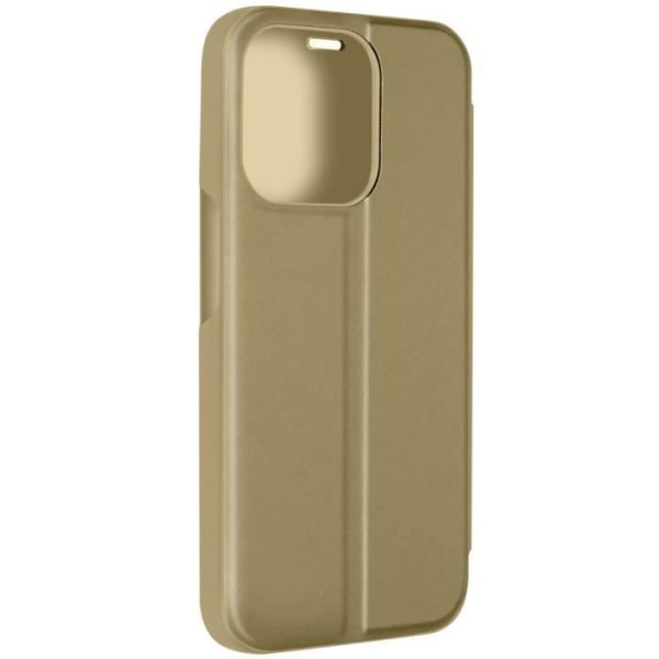 Clear View-fodral för iPhone 15 Pro Flip Mirror Function Stand Gold