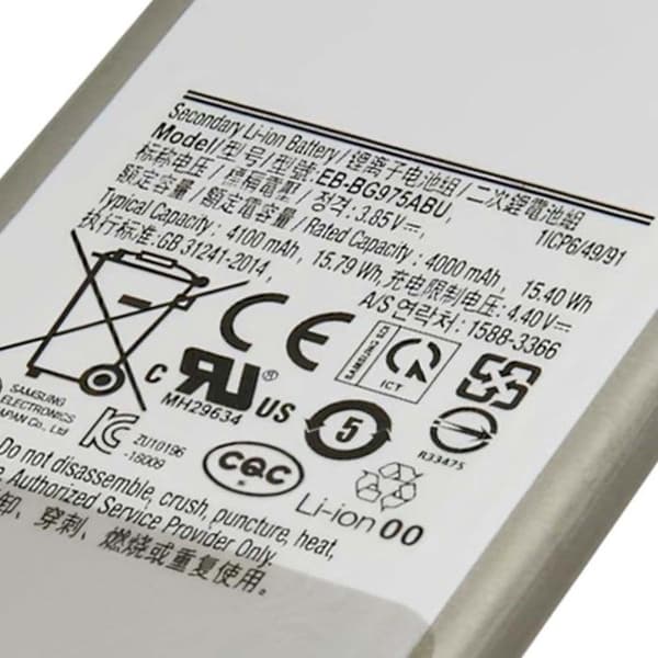 Batteri til Smartphone Galaxy S10 Plus Li-polymer 4100mAh 3.85V 15.79Wh Sølv Grå