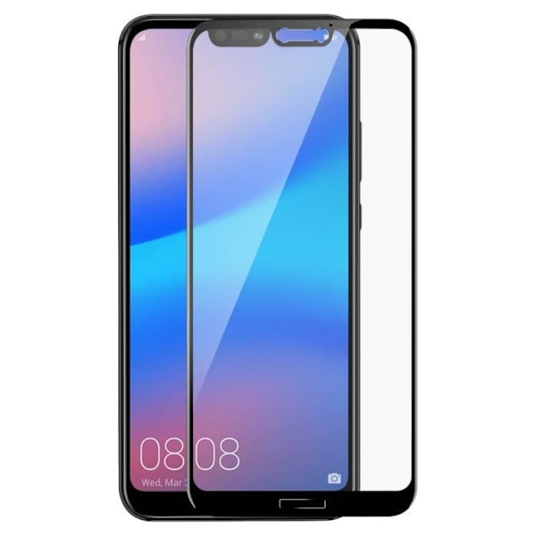 Huawei P20 Lite hærdet glasfilm skærmbeskytter Anti-Shatter Anti-ridse Sort kant Sort