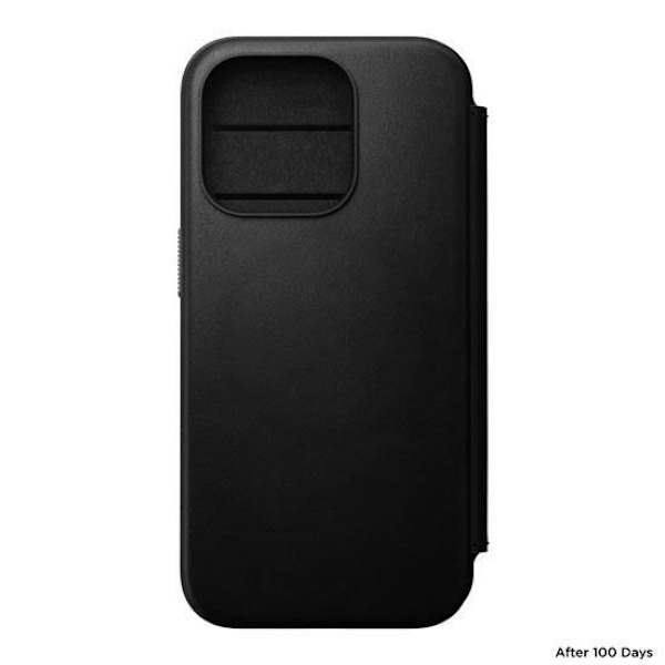 Flip cover - Nomad - Folio Modern - Fuldnarvet læder - MagSafe kompatibel - iPhone 15 Pro Svart