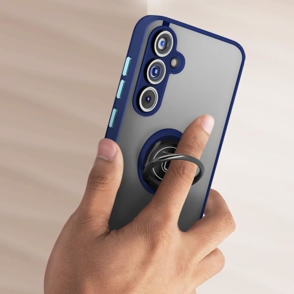 Taske til Samsung Galaxy A55 - AVIZAR - Metal Ring Stand Function - Midnight Blue Blå