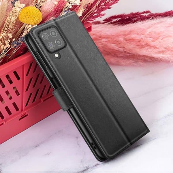 Pungetui - ZANAÉ - Galaxy A12/M12 - Sort - Videostøtte - Magnetisk Flap Svart