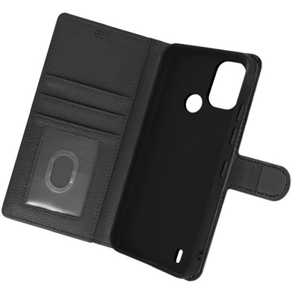 Skal till Nokia C21 Plus videostöd plånbok konstläder Svart Svart
