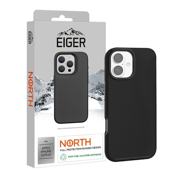 Coque Rigide för iPhone 16 Plus North Case Falltest 4m Ultra Förstärkt Eiger Svart Svart