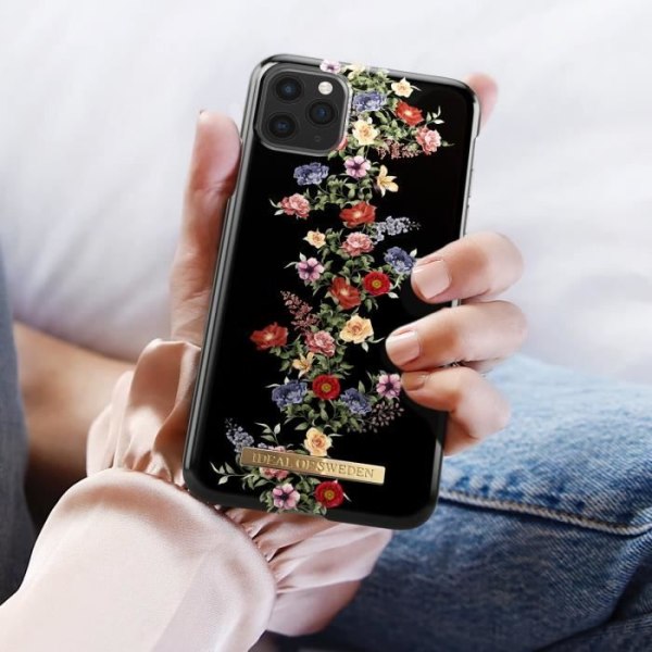 Coque iPhone 11 Pro - Ideal of Sweden - Floral Mørk - Slidstærk - Sort - Rigide Svart