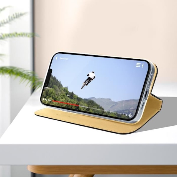 iPhone 14 etui - AVIZAR - Kortholder pung - Sort - Unikt design - Stand funktion