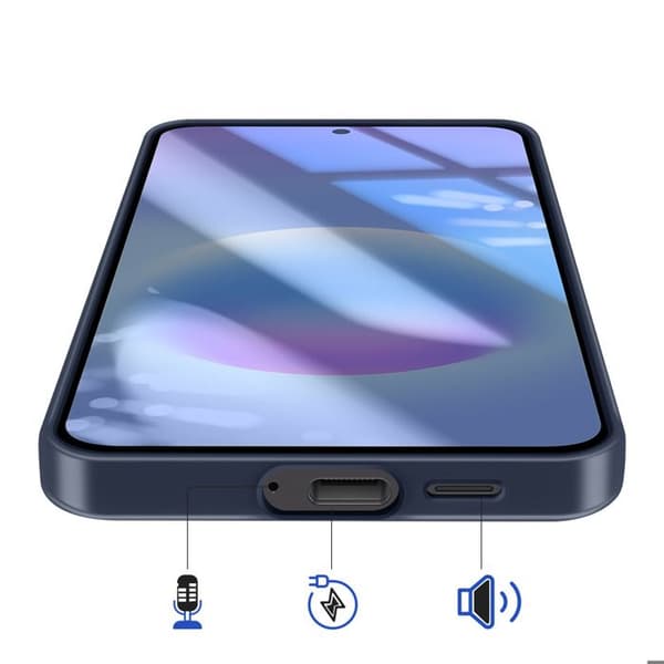 Coque - SAMSUNG - Galaxy A57 - Slät silikon - Mörkblå - Höjda kanter Blå