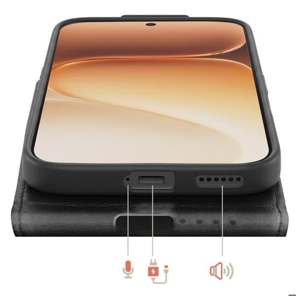 Pystyklipsi Honor 600 / 600 Pro:lle, jossa on korttipidike ja videotuki, musta Svart