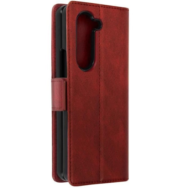 Fodral för Samsung Galaxy Z Fold 5 - Vintage - Syntetläder - Anti RFID - Lock - Röd Röd