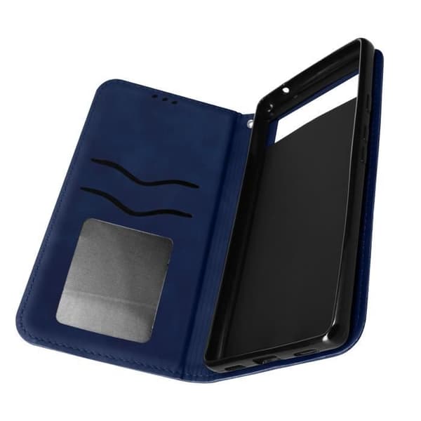 AVIZAR Wallet Cover til Google Pixel 6a - Blå - Hard Shell - Distressed Effect - Video Support funktion Blå