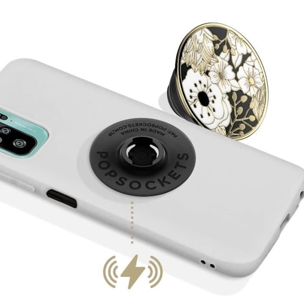 PopGrip - POPSOCKETS - Emalj Vilda Blommor - Aluminium - Svart - Säkert grepp Svart