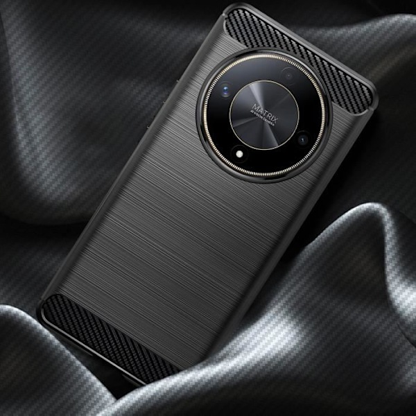 Fodral till Honor Magic 6 Lite 5G - AVIZAR - Classic Carb - Carbon Effect - Stötsäkra förstärkta hörn Svart