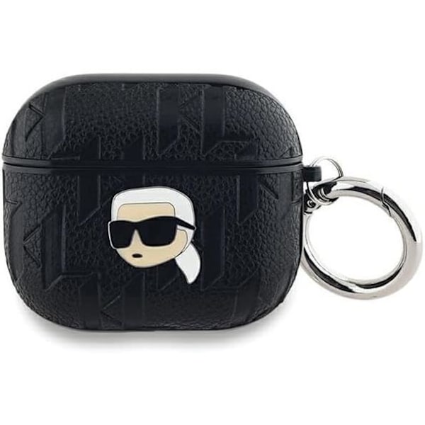 Coque AirPods 3 - Karl Lagerfeld - Monogram Karl Head - Eco-läder - Svart - Hård Svart