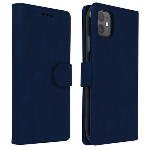 Etui - AVIZAR - iPhone 11 - Helhetsfodral - Kortficka - Videostöd - Silikongel Midnattsblå
