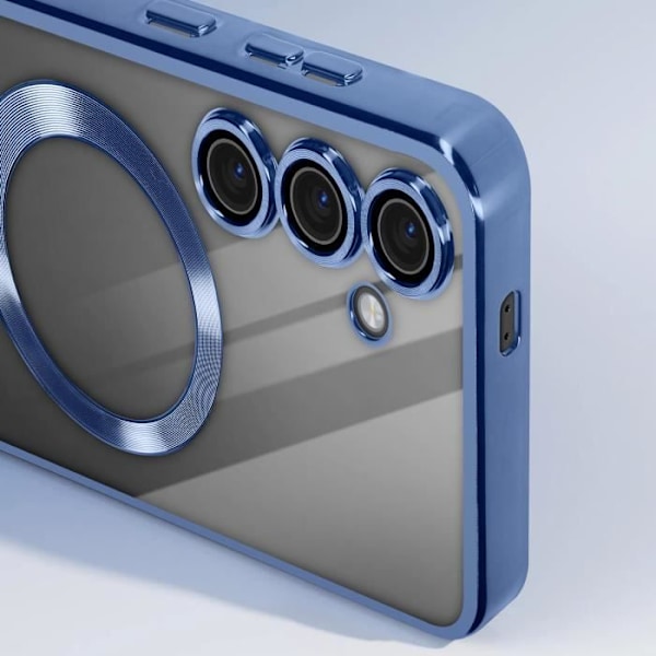 Taske til Samsung S23 FE - AVIZAR - Blue Chrome Contour - MagSafe - Integreret kamerabeskyttelse Blå