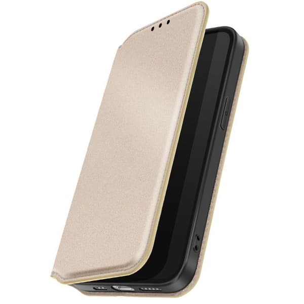 Klapetui til iPhone 17 med kortlomme og guld støttefunktion Gul
