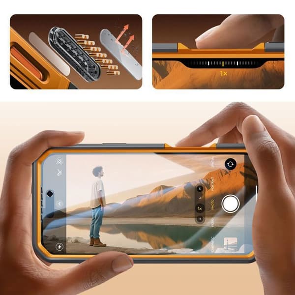 Helcase - SUPCASE - iPhone 17 Pro - Beskyttelse 6m - Indbygget Stativ - Skridsikker Apelsin