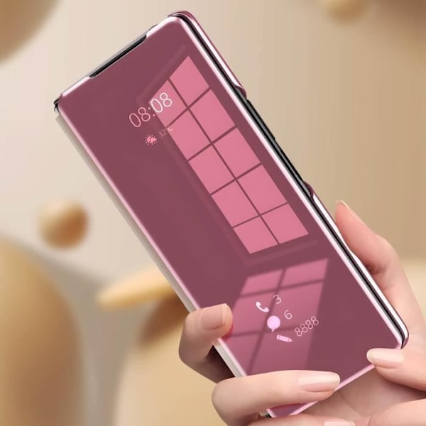 Étui Clear View - AVIZAR - Samsung Galaxy Z Fold 5 - Rosa - Spegel effekt - Transparent lock Rosa