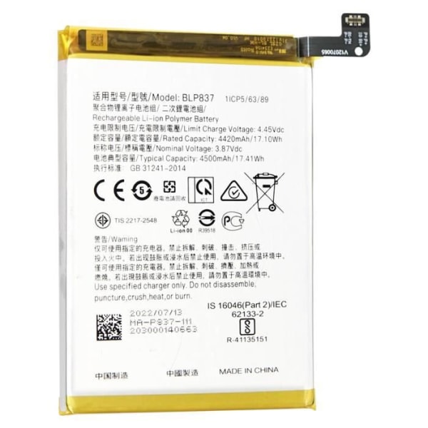 Internt batteri för Realme 8, 8 Pro 4G och 8 Pro 5G 4500 mAh kompatibel BLP837