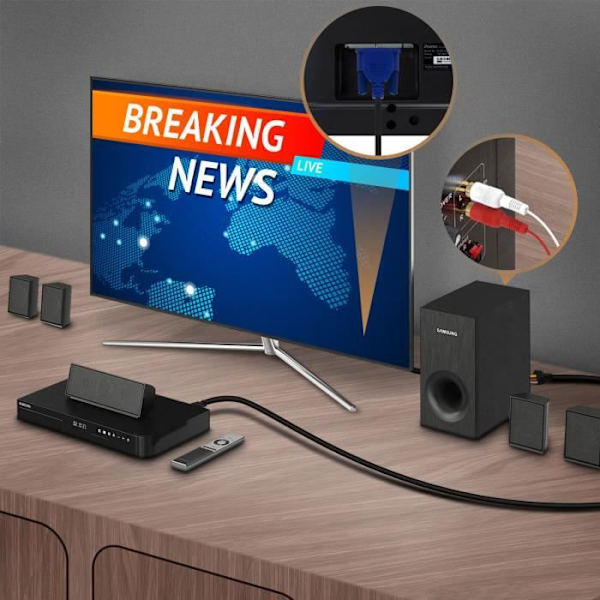 HDMI-kabel til 3x RCA han- og VGA-han-videoadapter 1,5 m A4001 LinQ Sort