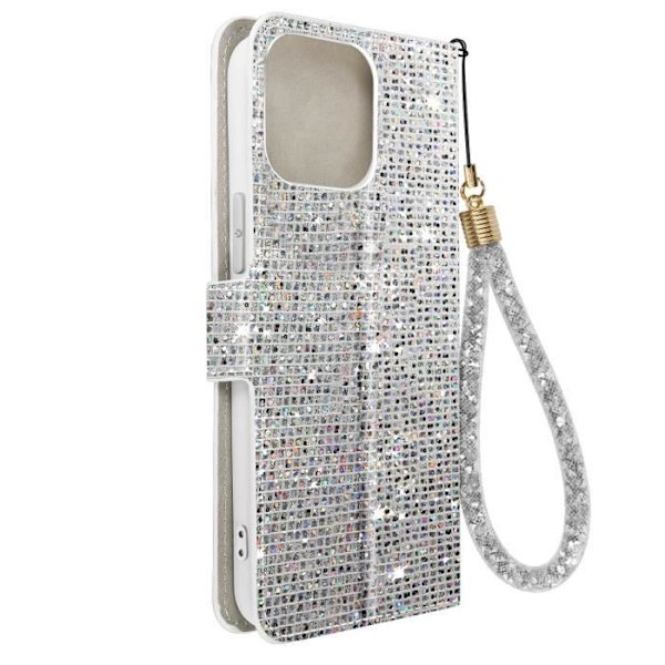 AVIZAR Plånboksfodral till iPhone 14 Pro Max Glitter Disco - Grå - Hårt - Smidigt Grå