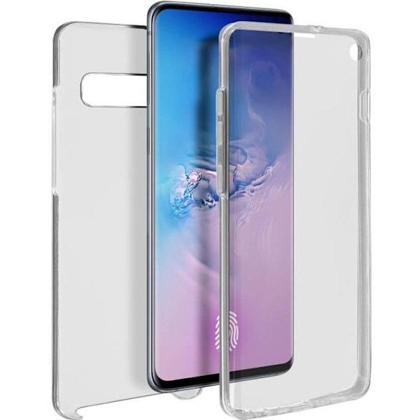 Beskyttelsesetui - Samsung - Galaxy S10 - Stiv - Gennemsigtig silikone - 360° Transparent