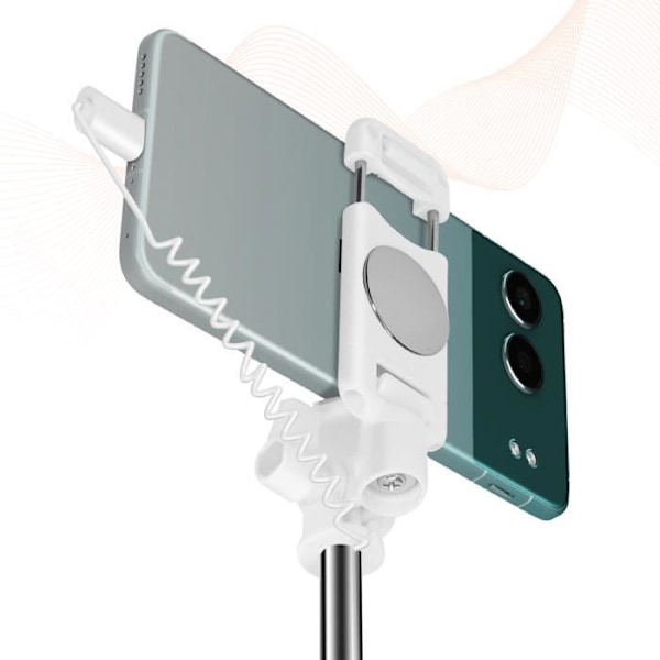 USB C Indbygget Spejl Selfie Stick med LinQ Trigger knap hvid