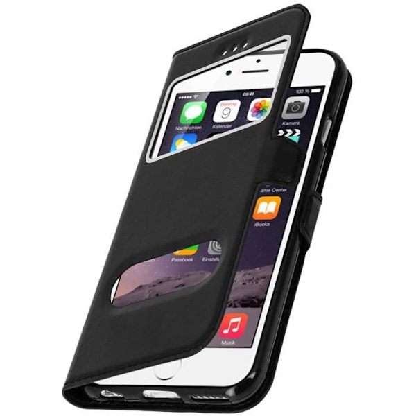 iPhone 6/iPhone 6S-etui - MÆRKE - Klapetui - Øko-læder - Sort - Støttefunktion Svart