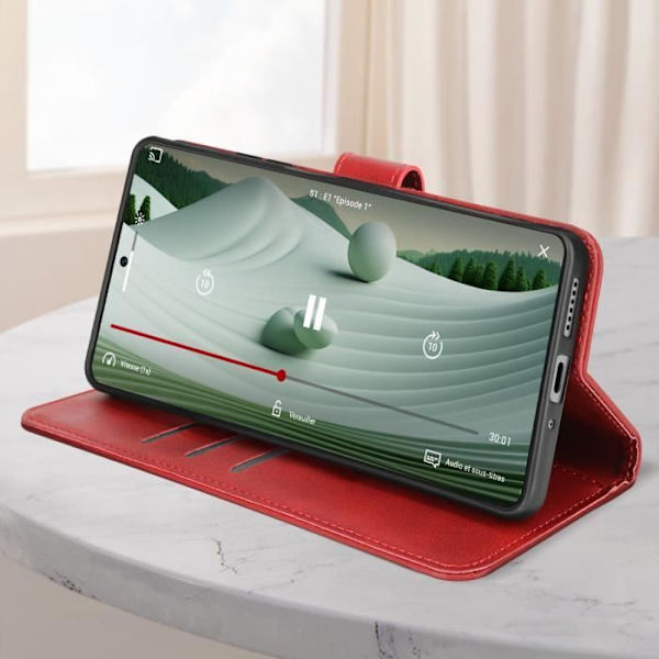 Kotelo Xiaomi Redmi Note 13 5G lompakkotelineelle Vintage Style Burgundy Röd