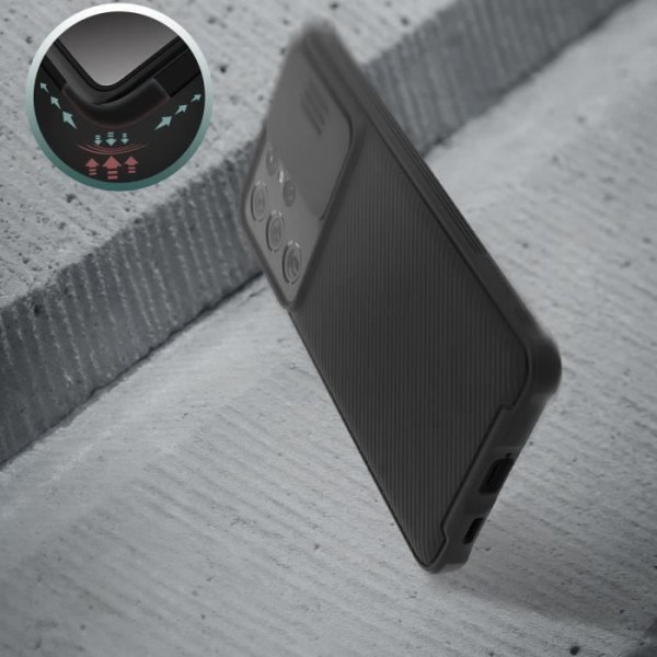 Fodral till Samsung S21 Ultra Camera Cover Ribbed Finish CamShield Pro Nillkin Black